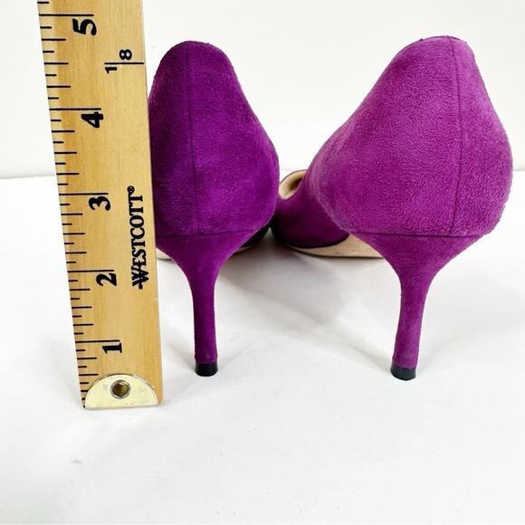 Jimmy Choo Purple Suede Heels Womens 37.5 Slip On Pumps - Picture 10 of 11